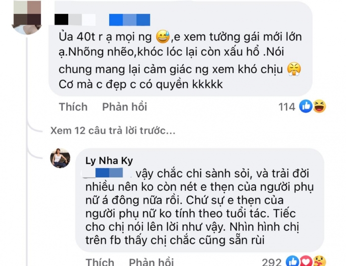 Bình luận mỉa mai Lý Nhã Kỳ của khán giả trên facebook 