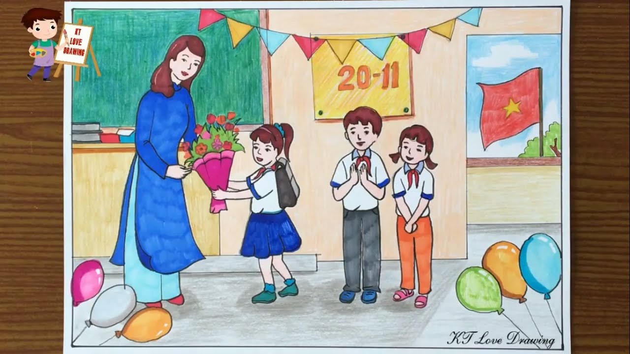 Tổng hợp 30+ ảnh đẹp mừng ngày Nhà giáo Việt Nam 140 Tranh vẽ đẹp ngày 20/11