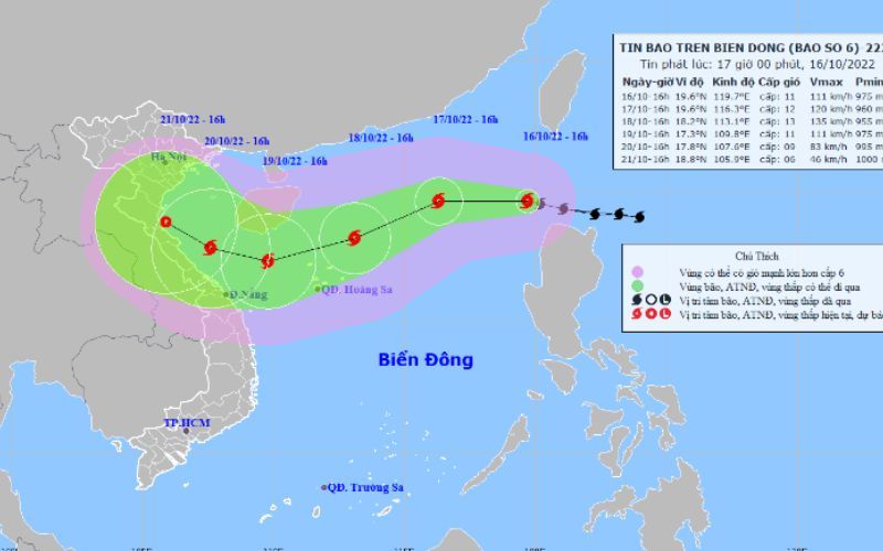 Tin bão mới nhất: Bão số 6 gió giật cấp 13 đã đi vào Biển Đông 6 bão số 6 giật cấp 13