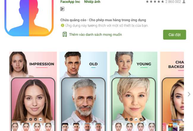 FaceApp tải ảnh lên Internet và sử dụng điện toán đám mây, AI để chỉnh sửa hiệu ứng.

